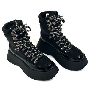 Circus NY by Sam Edelman Gail Black Lace-up Hiker Platform Boots Womens 6M New